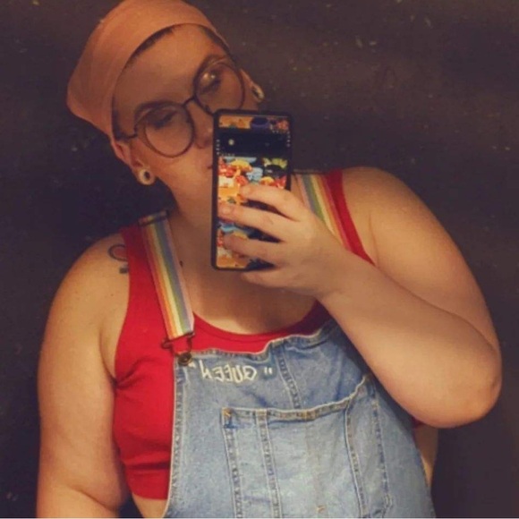 New Pride Adult Rainbow‎ Shortalls - Light Wash - Picture 4 of 7